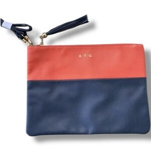 Toss Designs Colorbock Orange & Navy Blue Crossbody Bag w/ ATG Monogram NWOT